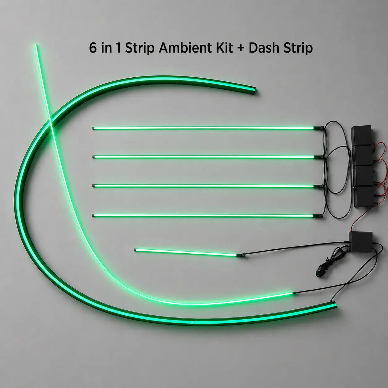 6 in 1 RGBIC strip ambient light kit with dash ambient light strip, designed for OEM-style automotive interior ambient lighting and universal vehicle installation.
