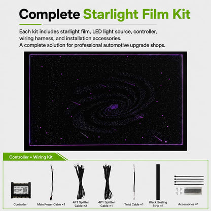 Car roof starry sky film with RGB galaxy lighting effect