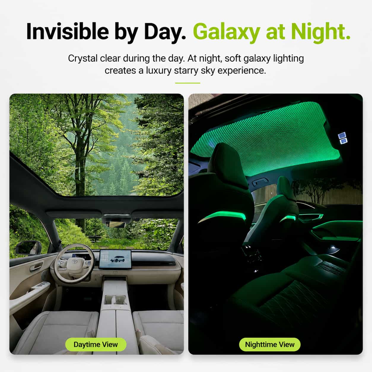 Panoramic roof starlight film for car interior ambient lighting