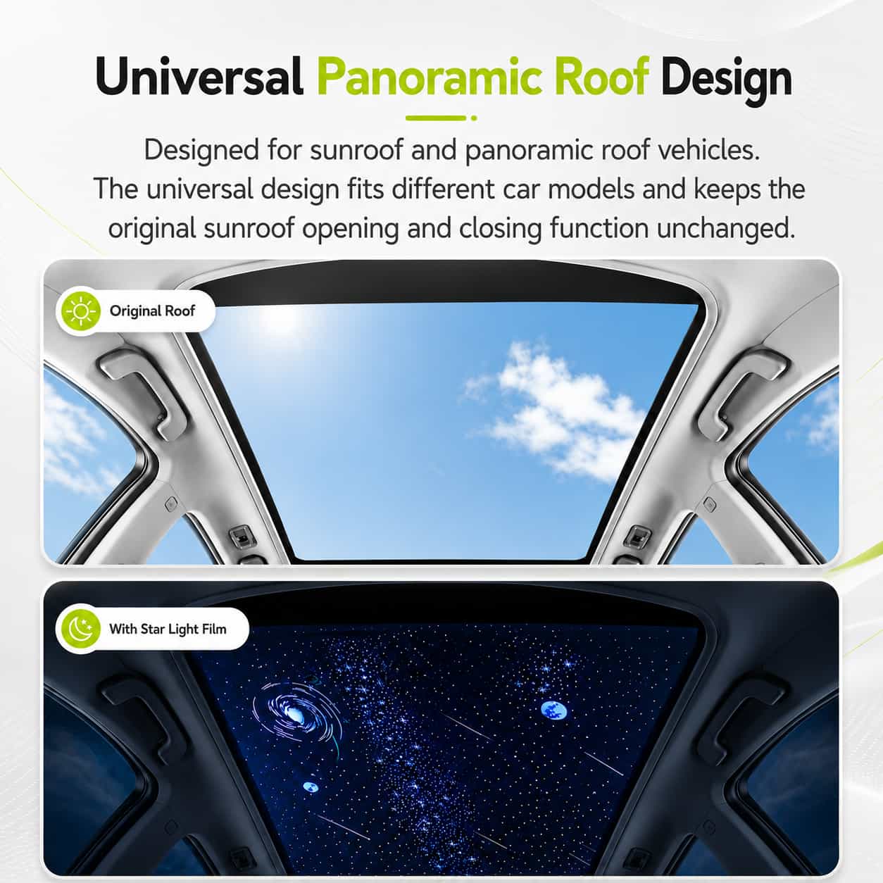 Universal starlight film for EV SUV and panoramic sunroof vehicles
